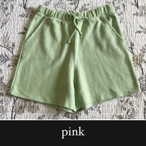 VS Pink Ribbed Dad Shorts in a Sage Green NWT • M